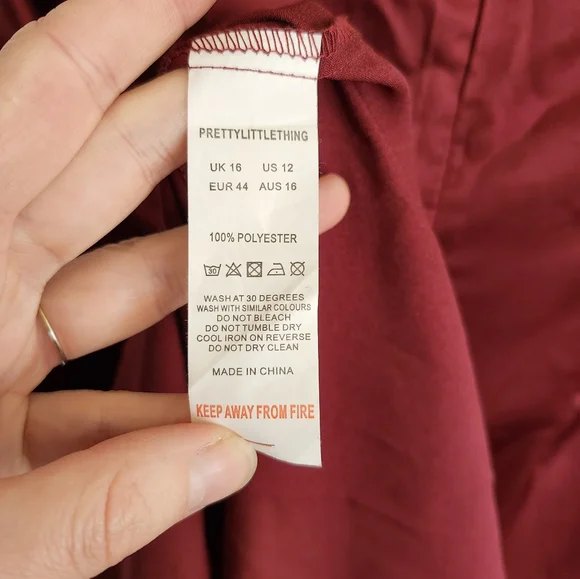 PrettyLittleThing Burgundy Satin Midi Slip Dress size 12 - Picture 12 of 12